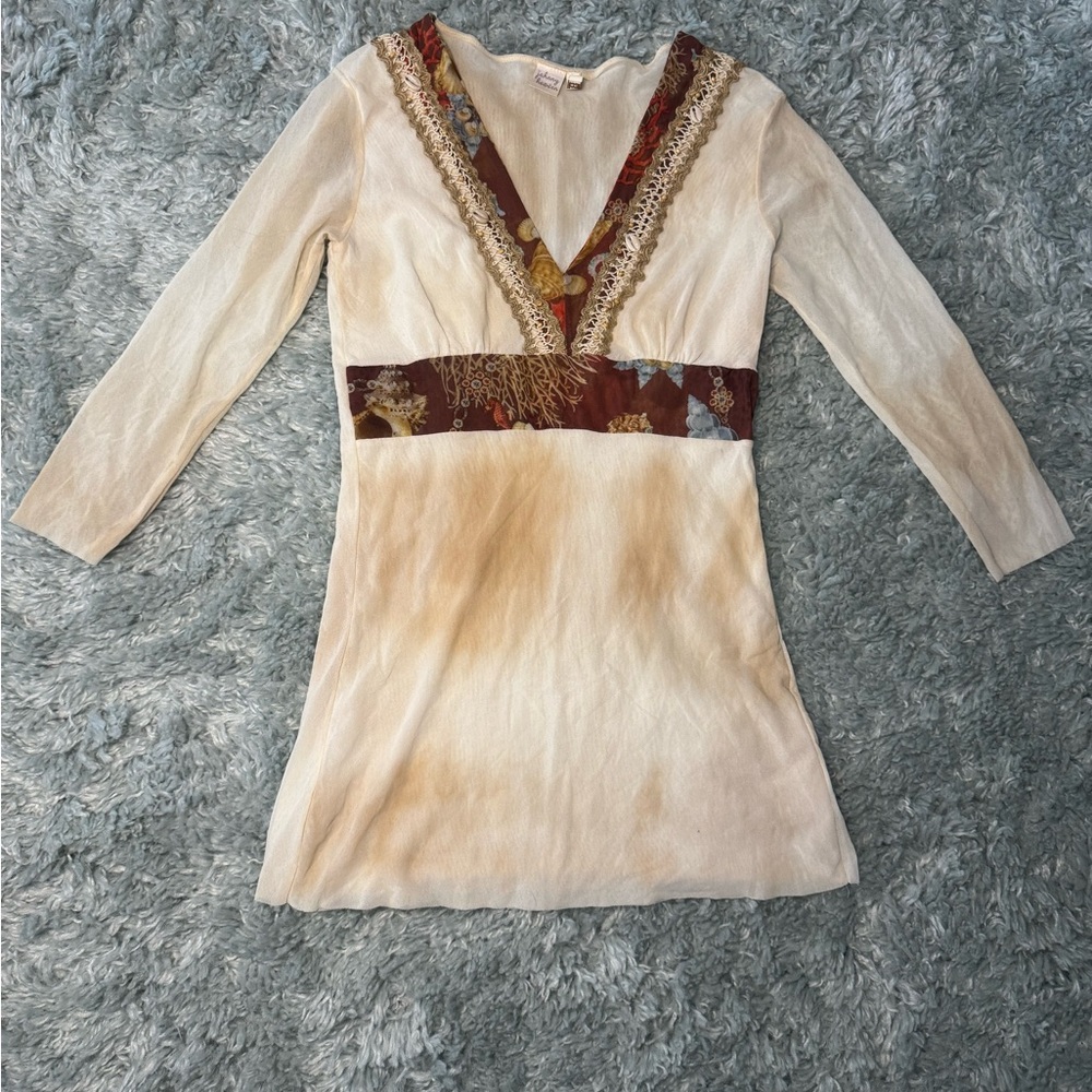 Y2K Vintage Mesh Nylon Beach Boho V-neck Shirt